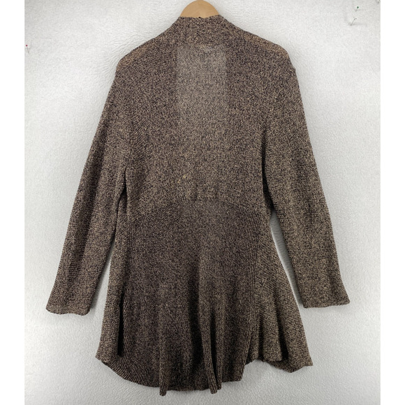 EILEEN FISHER Cardigan L Linen Marled Duster Open Front Long Sleeve Brown - Picture 3 of 14